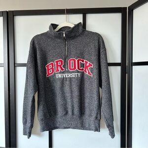 [M] Brock University Logo Women’s Cropped Quarter Zip Collar Crewneck